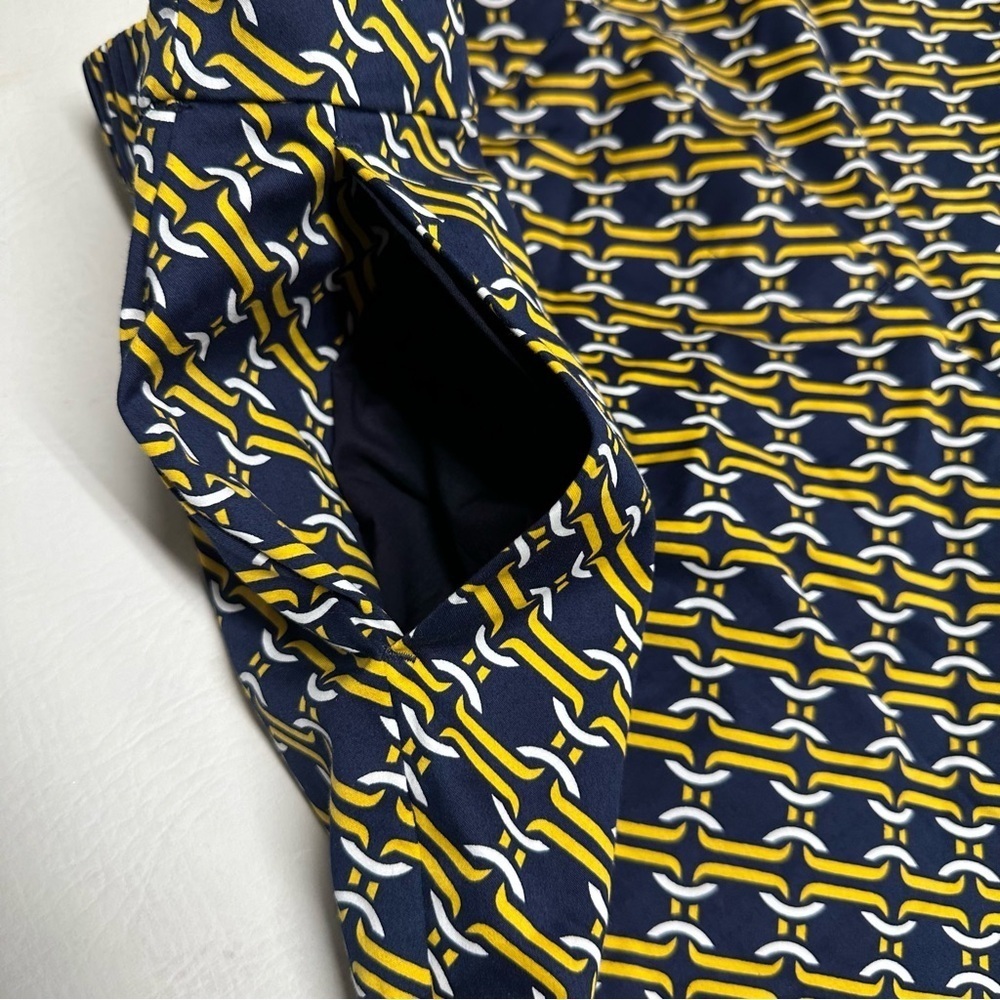 BODEN Glorious British style pull on size 16/18 Navy and Yellow Patterned Pants - Picture 5 of 10
